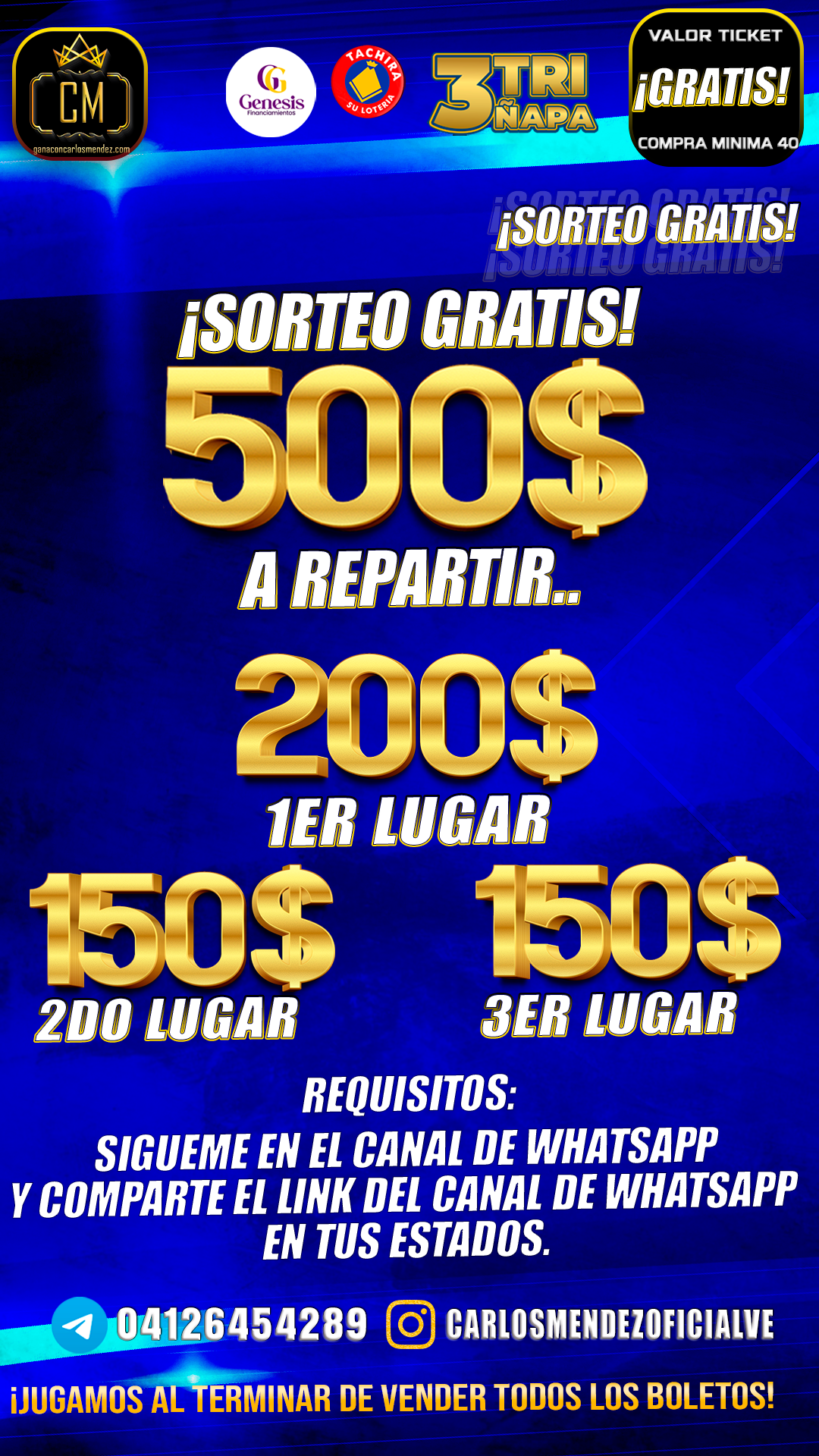 SORTEO GRATIS 500$$ A REPARTIR!!!